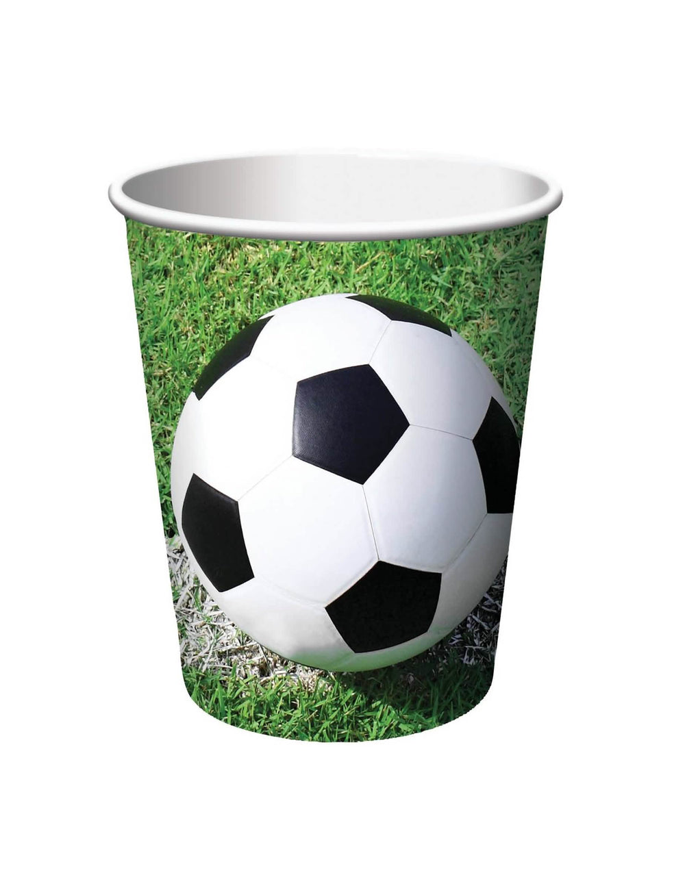 Gobelets en carton football pour fête vert et blanc avec motif ballon