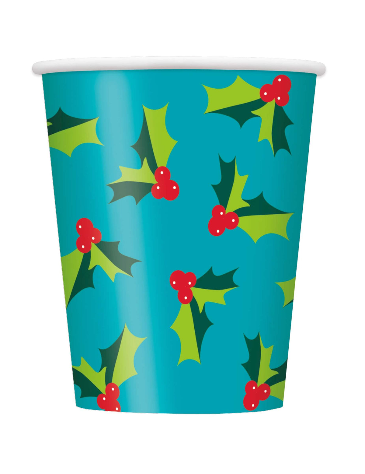 Gobelets en carton houx de Noël pour réveillon bleu