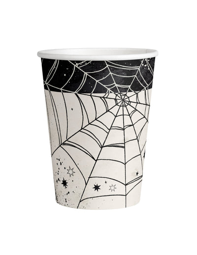 Gobelets en carton toile d'araignée pour fête noir et blanc