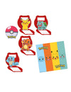 Invitations et enveloppes anniversaire Pokémon pour enfant avec Pikachu, Bulbizarre, Salamèche et Carapuce