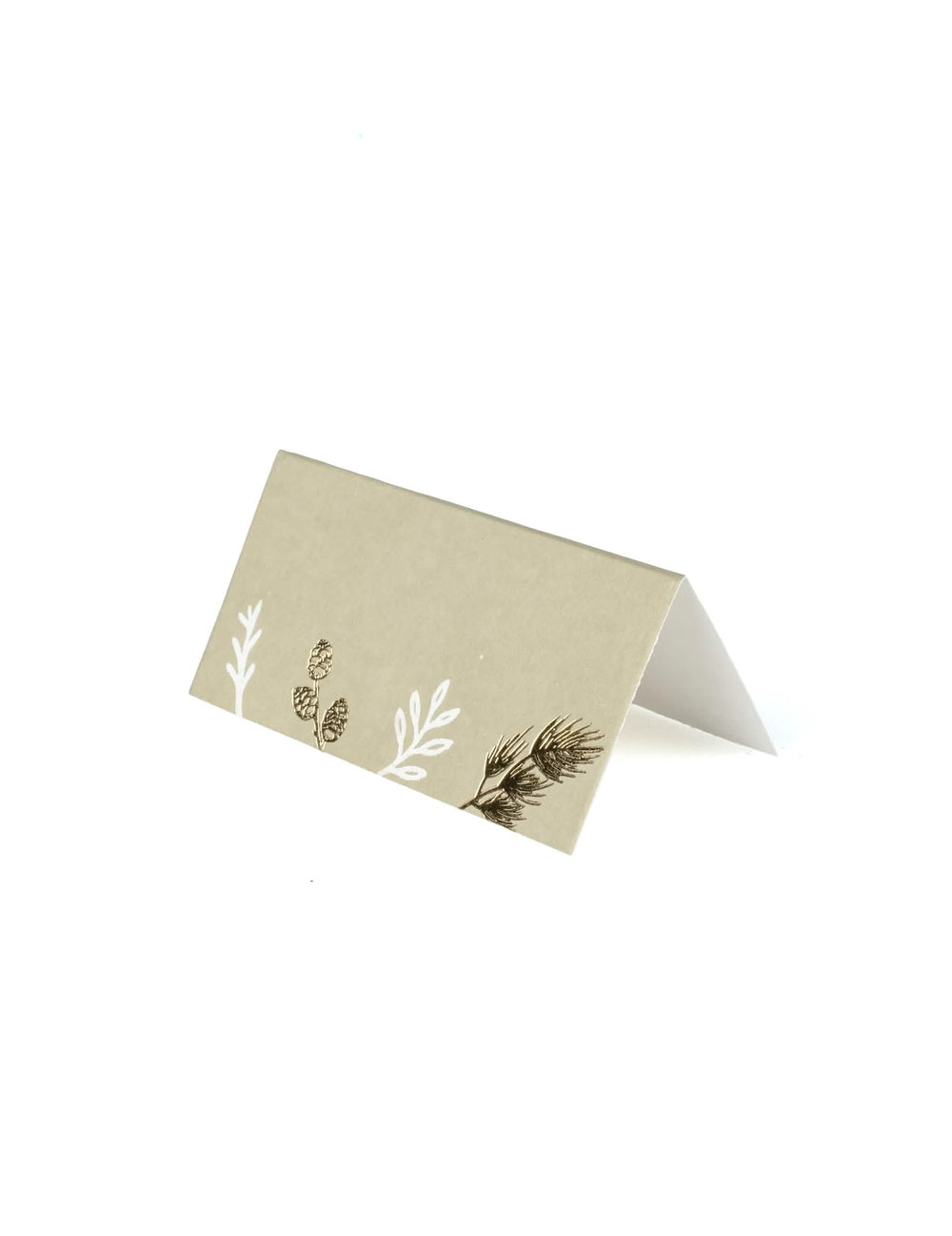 Marque-places Noël botanique pour table vert de gris et feuillage blanc
