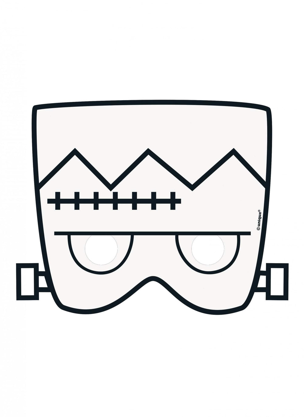 Masque en papier à colorier Halloween Frankenstein pour enfant blanc
