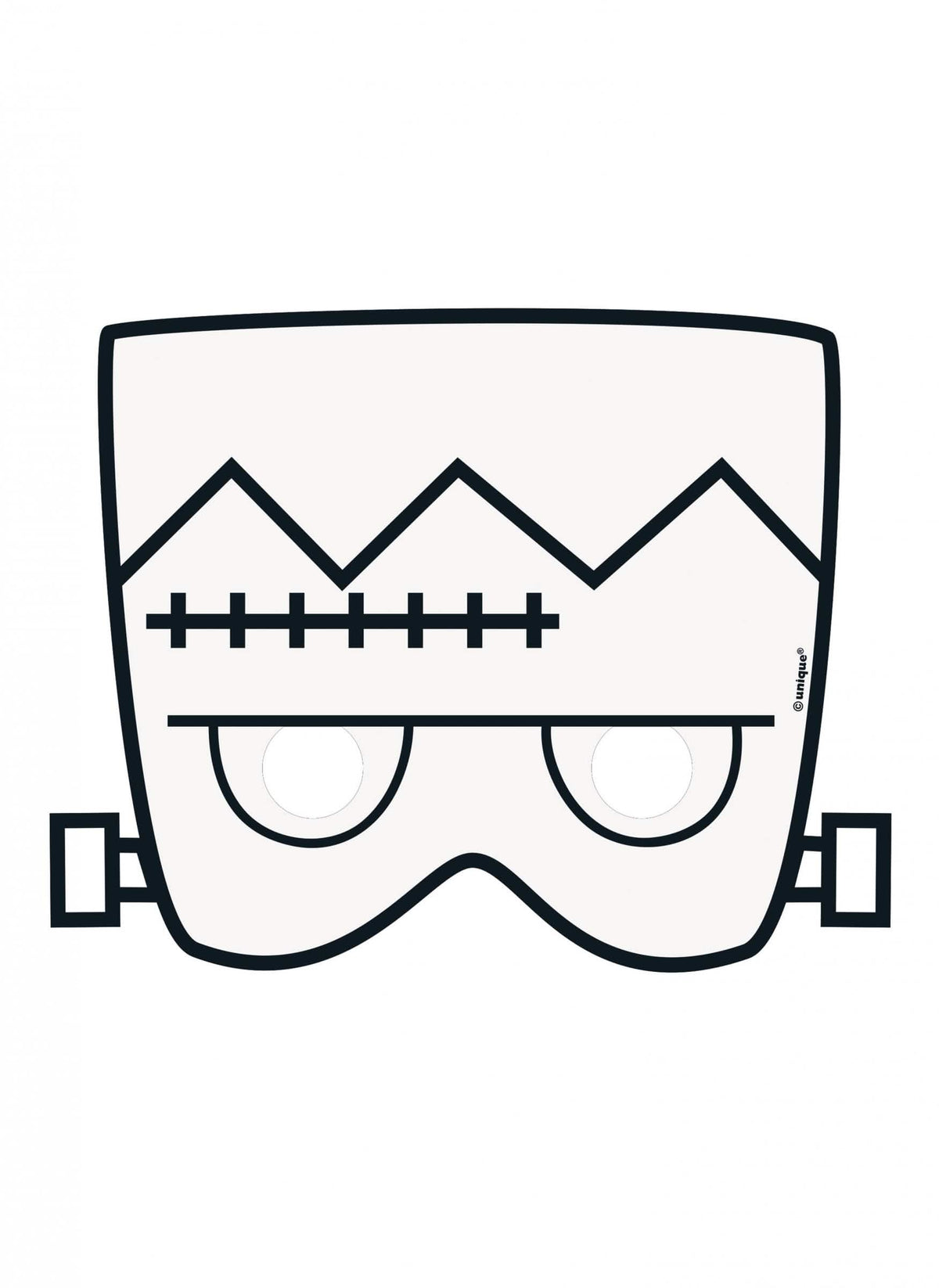 Masque en papier à colorier Halloween Frankenstein pour enfant blanc
