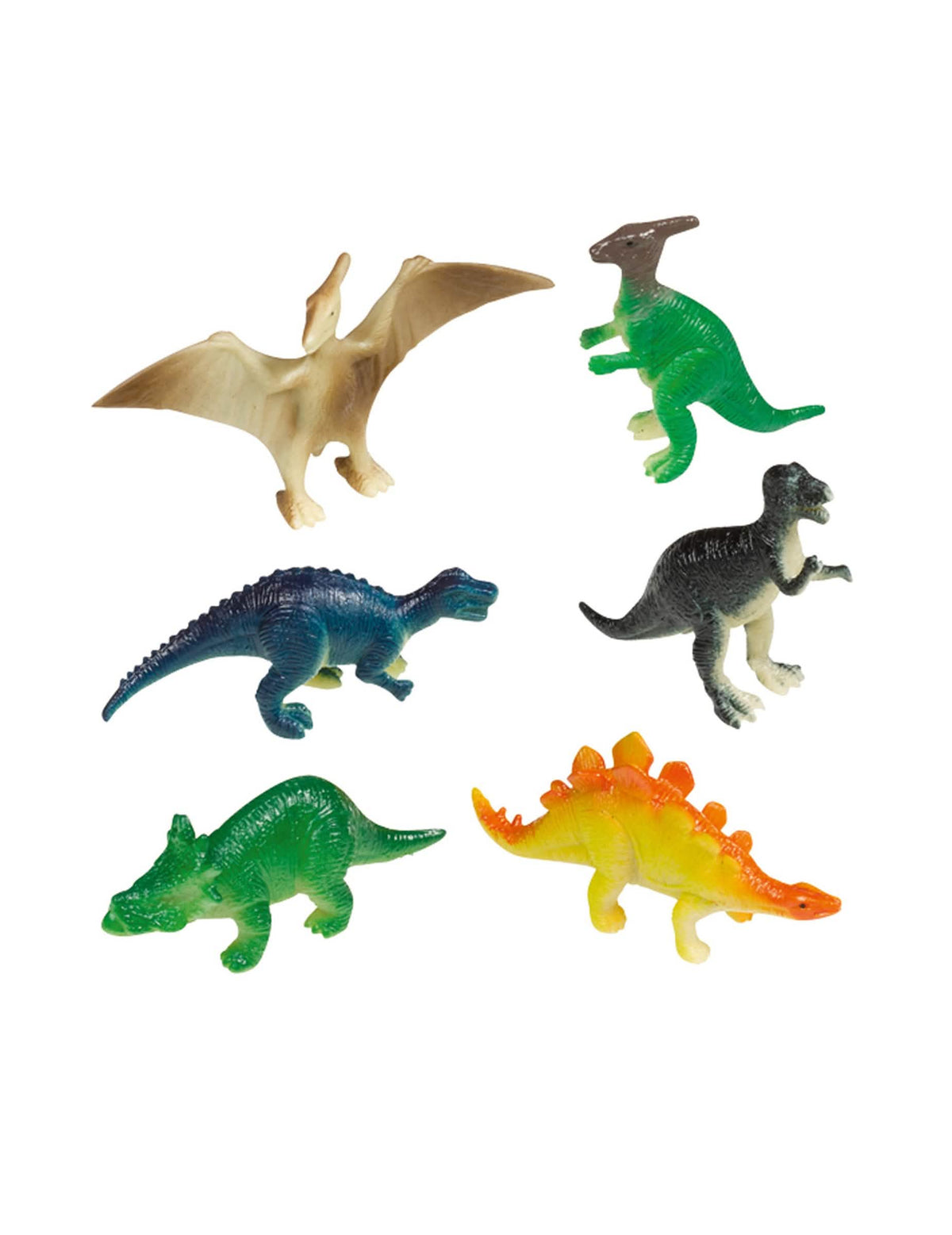 Moniväriset muoviset dinosaurusminifiguurit piñataa varten