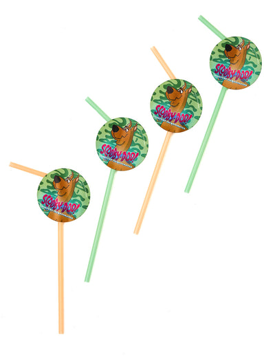 Pailles médaillons Scooby-Doo pour enfant vertes et oranges