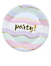 Assiettes en carton Elegant Party pour fête pastel à vagues dorées