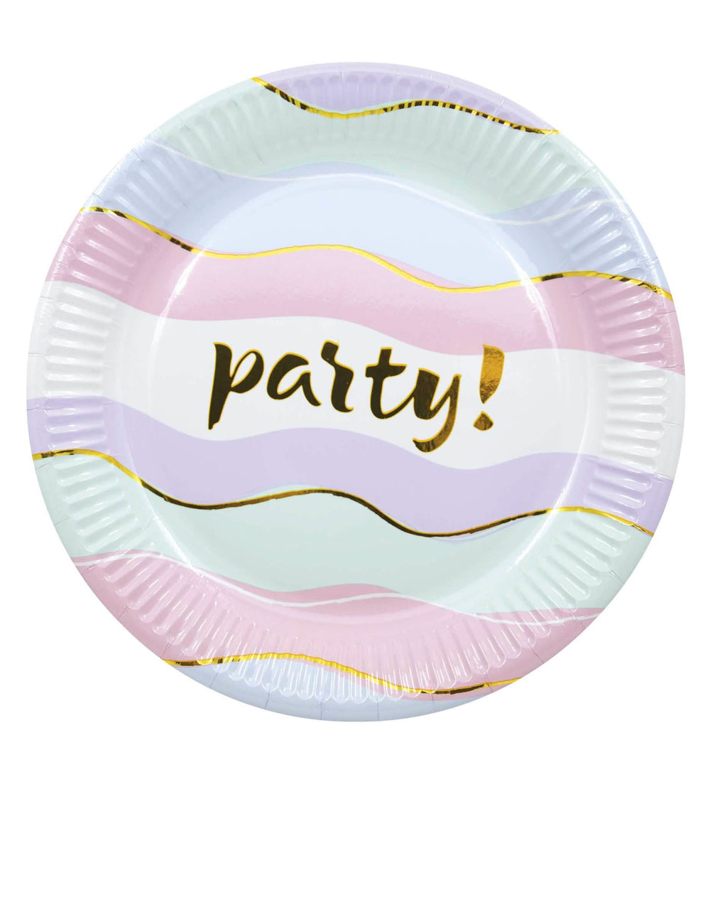 Assiettes en carton Elegant Party pour fête pastel à vagues dorées