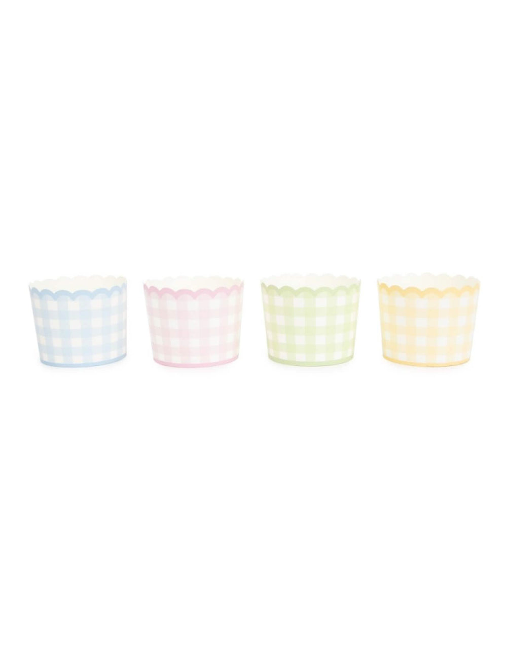 Petits pots Vichy Pastel pour fête multicolores en carton