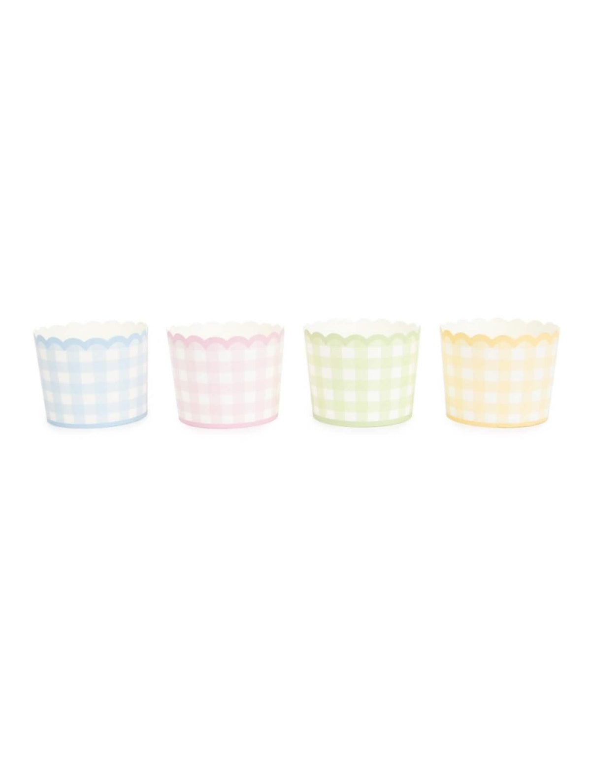 Petits pots Vichy Pastel pour fête multicolores en carton