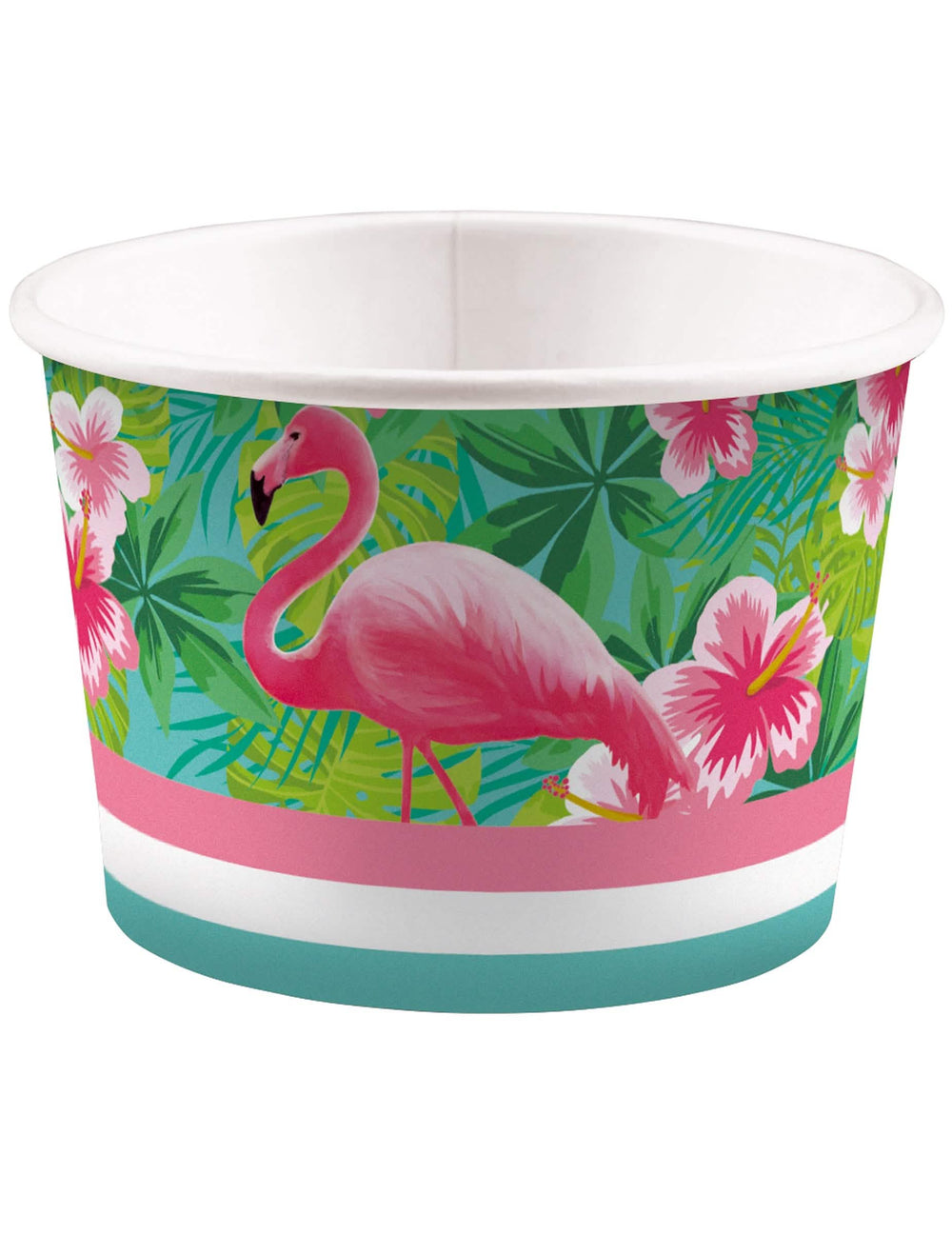 Jäätelökuppi Flamingo Paradise monivärinen kartonista, jossa on flamingo- ja trooppisten kukkien painatus