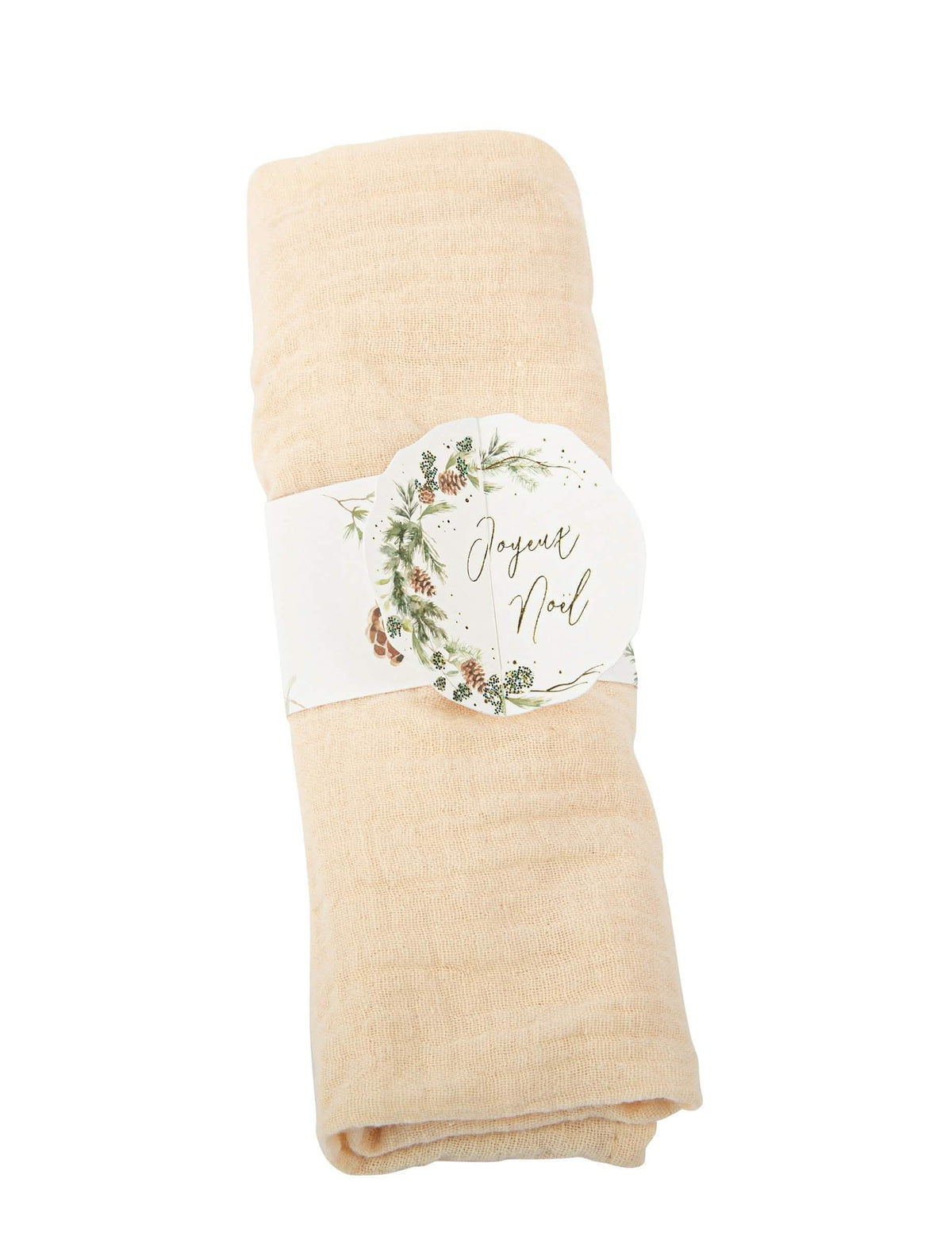 Ronds de serviette Joyeux Noël Forêt enchantée pour table blanc et doré