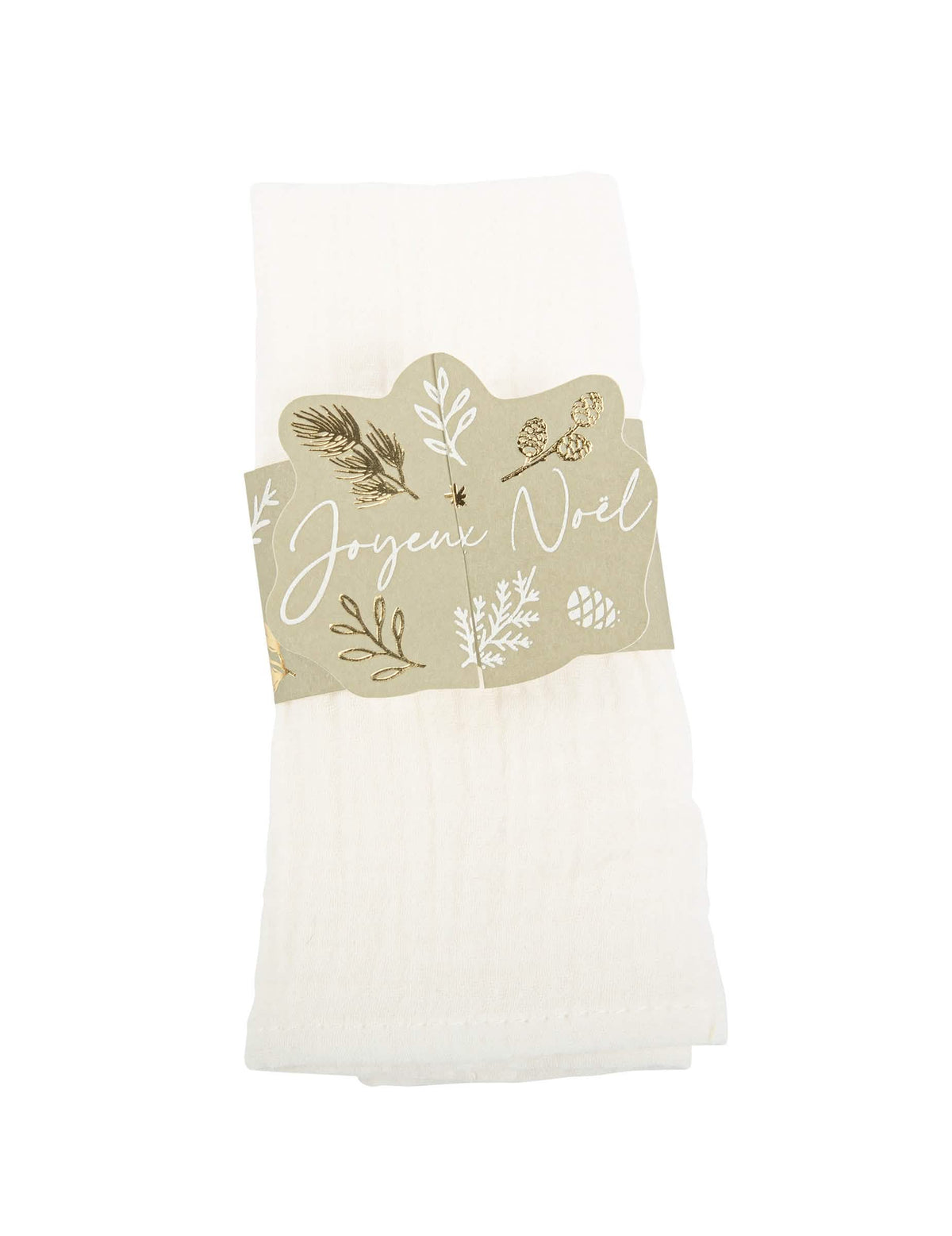 Ronds de serviette Noël botanique pour fête vert de gris Joyeux Noël