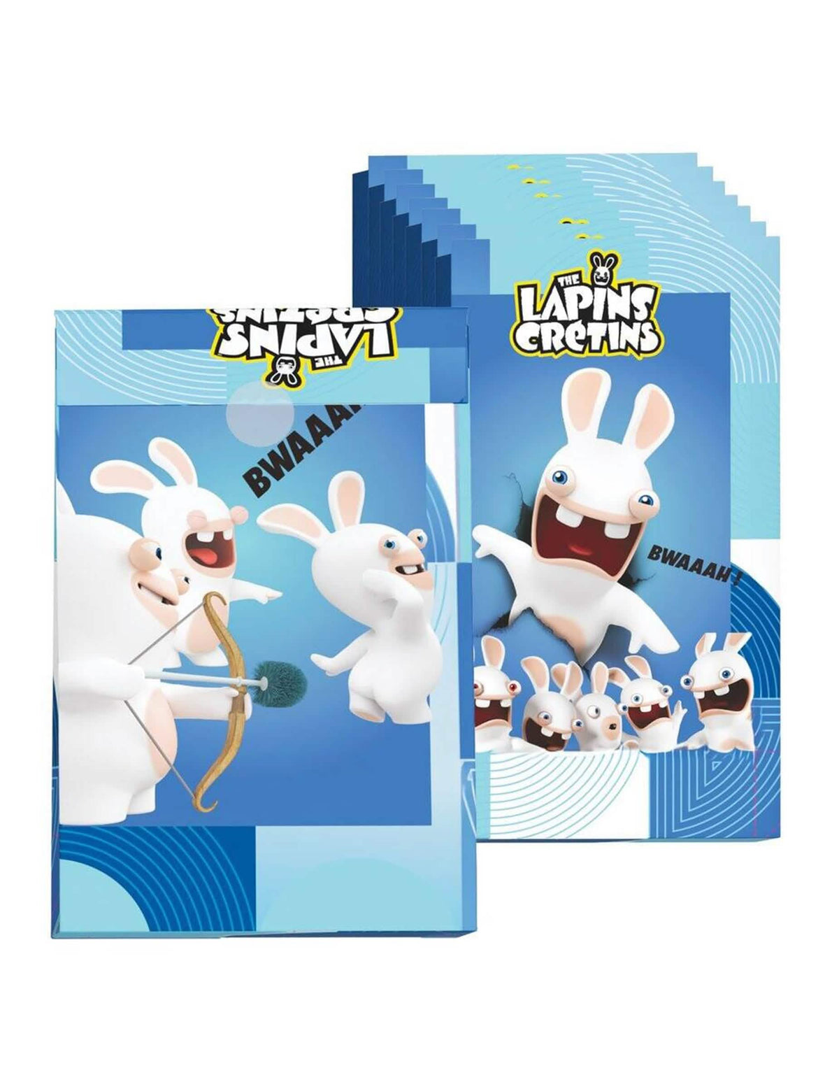 8 Sacs cadeaux Lapins crétins pour enfant bleus avec illustrations