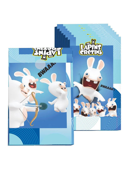 8 Sacs cadeaux Lapins crétins pour enfant bleus avec illustrations