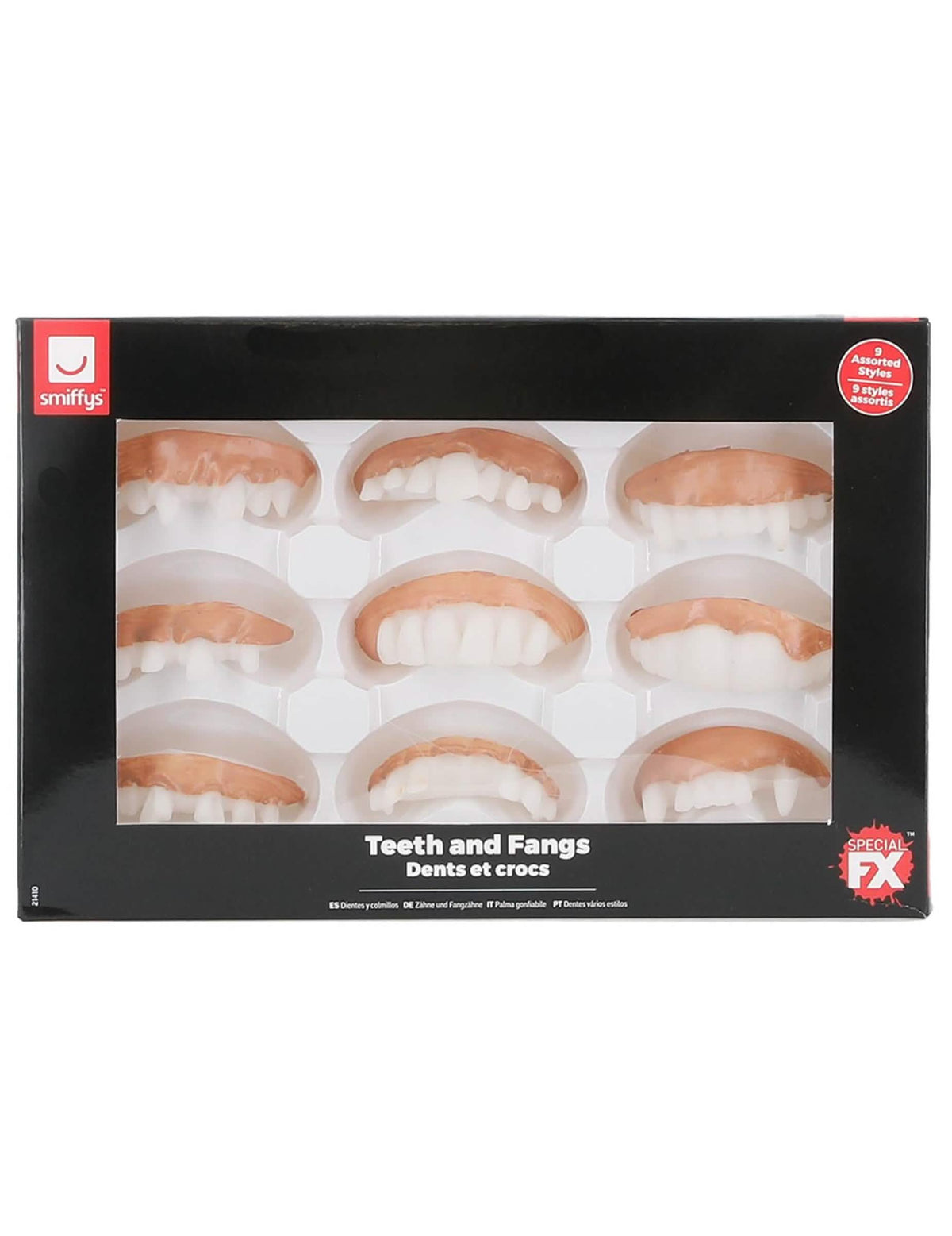 Vue du coffret des dentiers effrayants Halloween