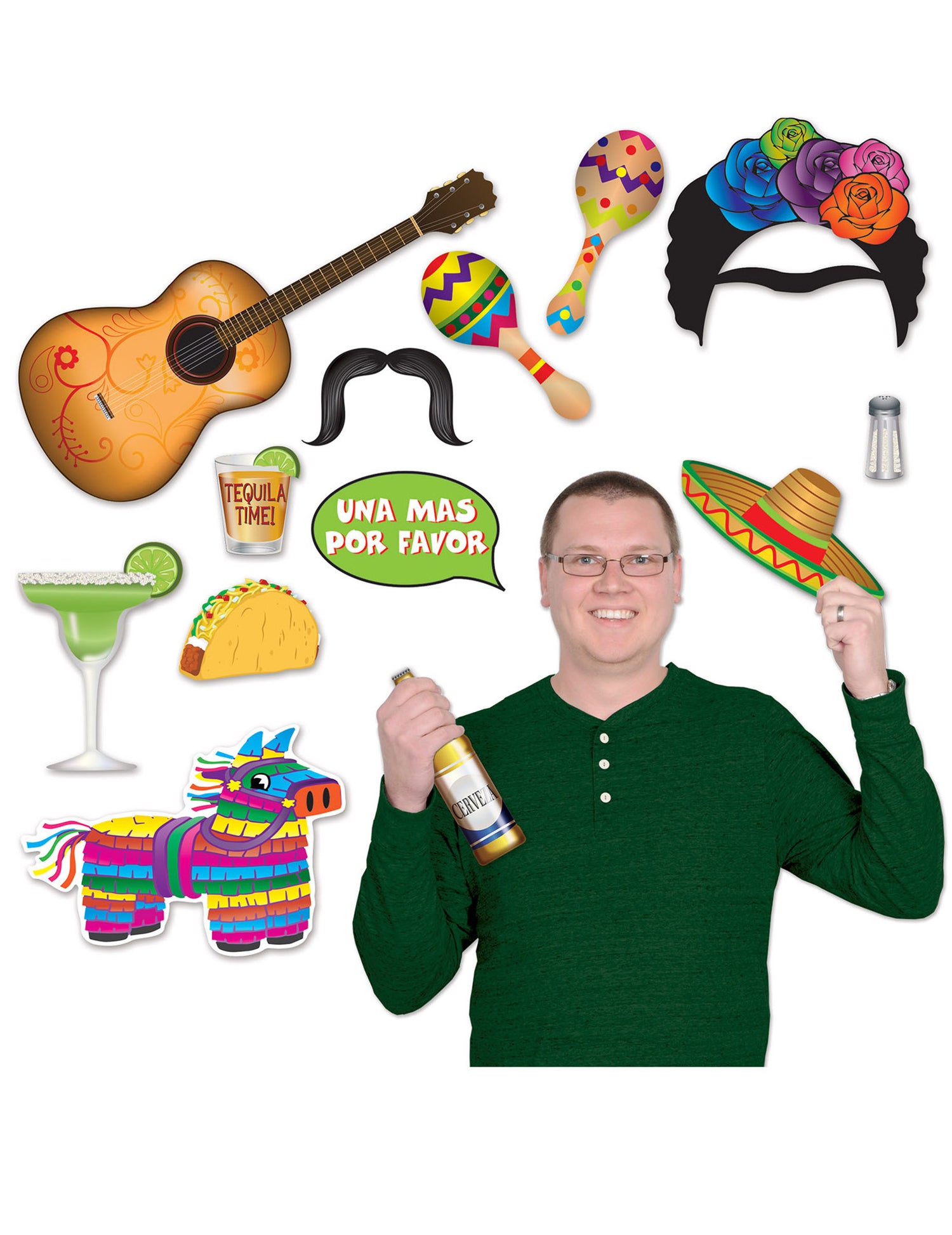 Kit photobooth thème Mexique pour adulte 13 pièces multicolores