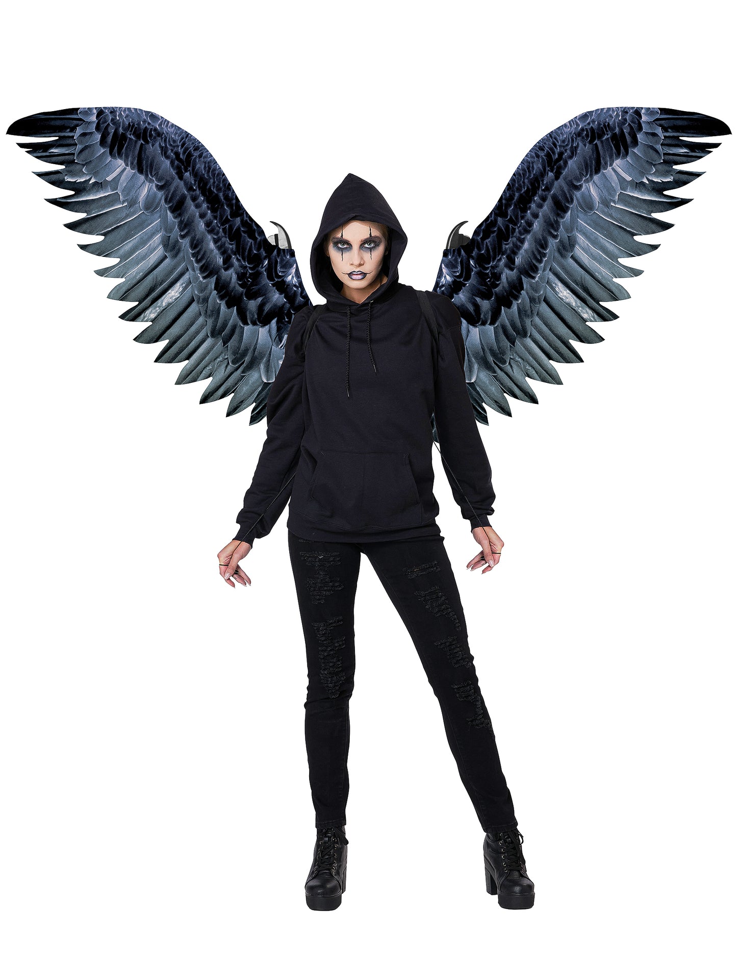 Ailes géantes de corbeau pour adulte noires