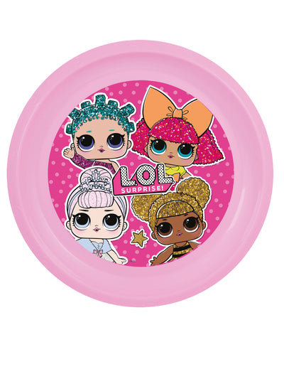 Assiette plate en plastique LOL pour enfant rose
