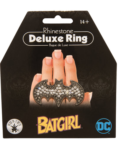 Bague Batgirl pour femme avec strass noirs et argentés