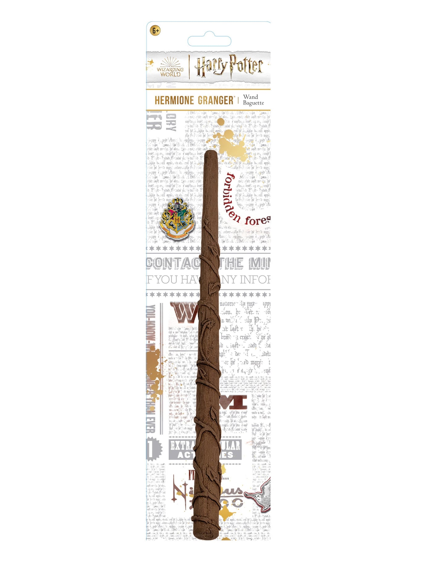 Présentation sous blister de la baguette Hermione Granger Gryffondor Harry Potter