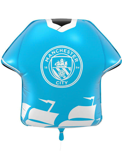 Sininen Manchester City Football Club pelipaidan muotoinen foliopallo 52 x 51 cm