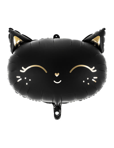 Ballon aluminium chat pour Halloween noir et doré