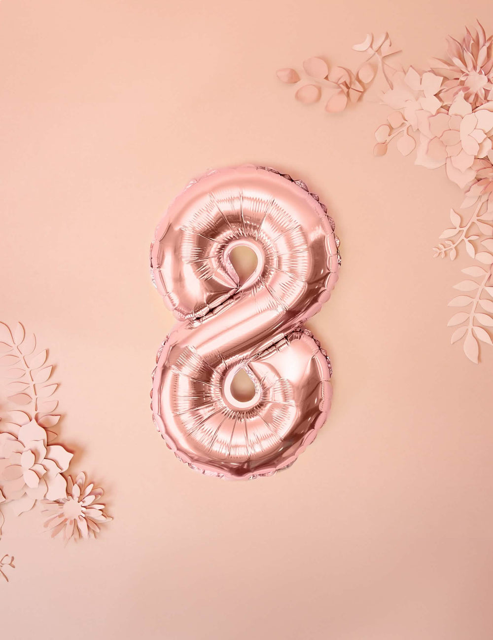 Numeron 8 ilmapallokoriste synttärit ruusukulta