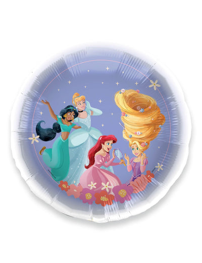 Disney-prinsessojen lila foliopallo, jossa Jasmine, Tuhkimo, Ariel ja Tähkäpää
