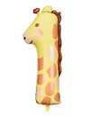 Ballon aluminium girafe chiffre 1 pour enfant jaune à taches marron