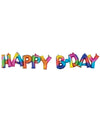 Ballon aluminium Happy Bday pour anniversaire multicolore gonflable à l'air