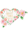 Ballon aluminium Sweet baby girl pour baby shower blanc à fleurs roses et orange
