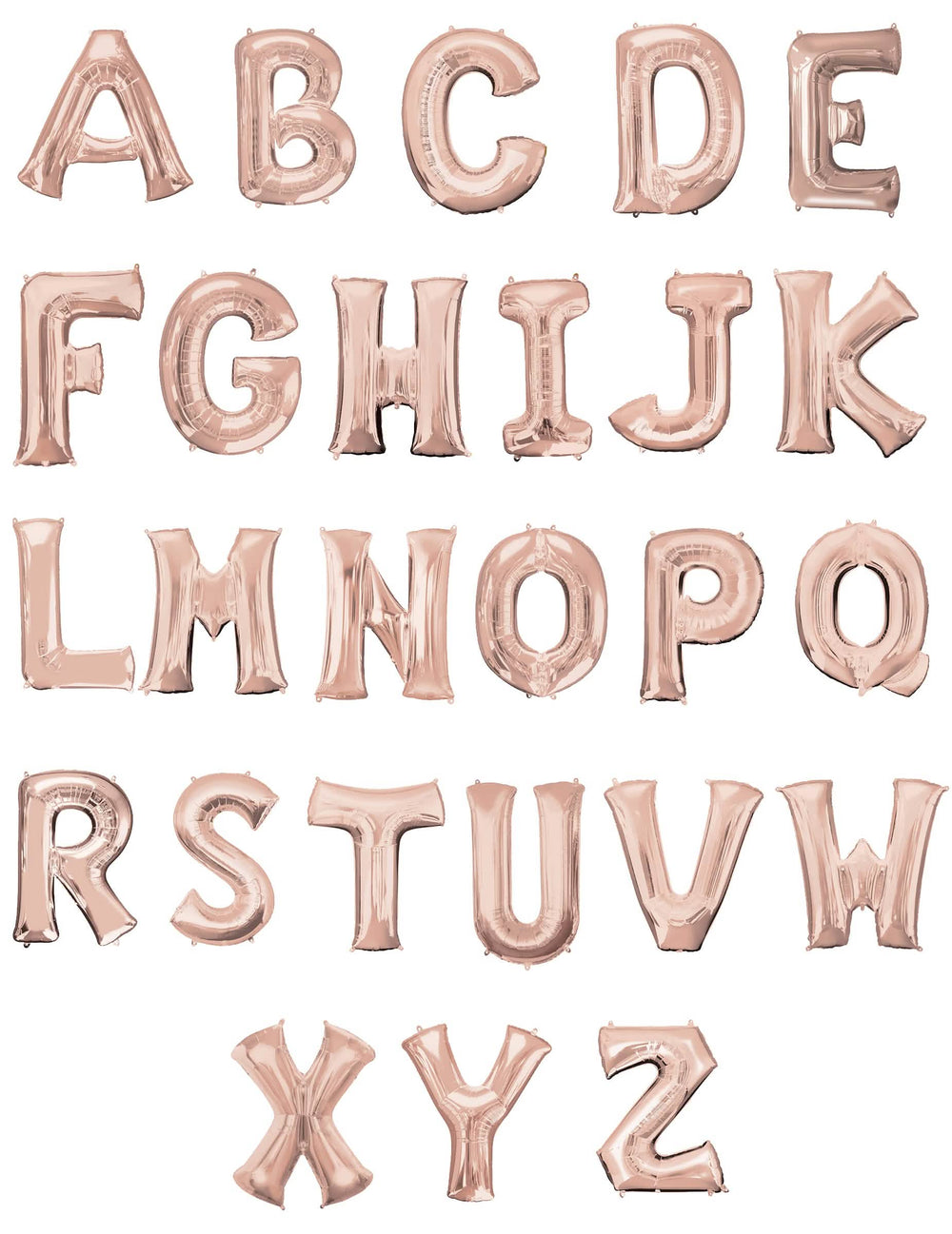 Vue de l'alphabet complet du ballon aluminium lettre pour fête