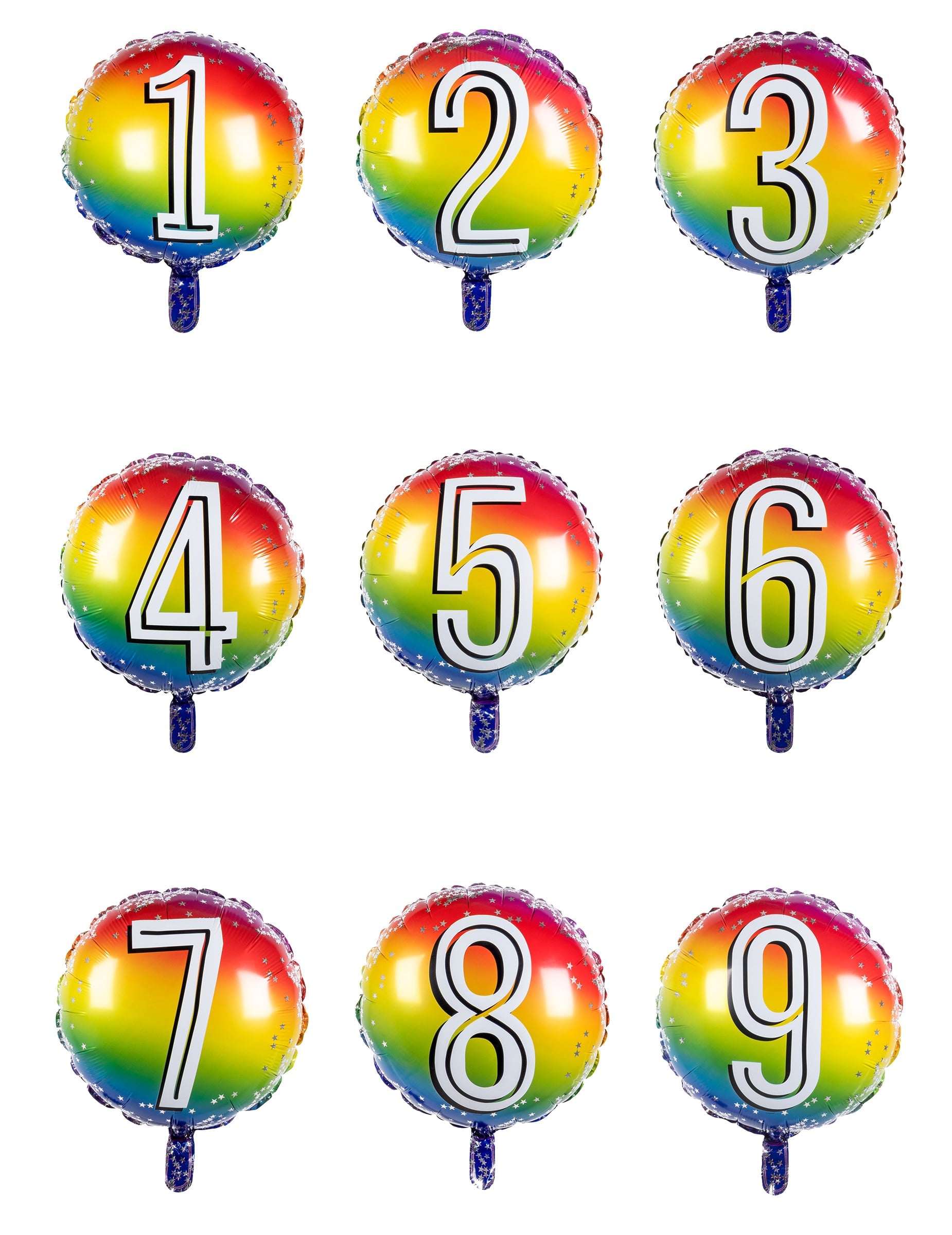 Aperçu des chiffres de 1 à 9 du ballon aluminium chiffre pour anniversaire