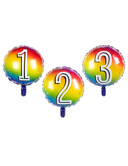 Ballon aluminium chiffre pour anniversaire multicolore arc-en-ciel