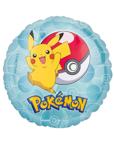 Ballon rond aluminium Pikachu Pokémon pour enfant bleu avec Pokéball