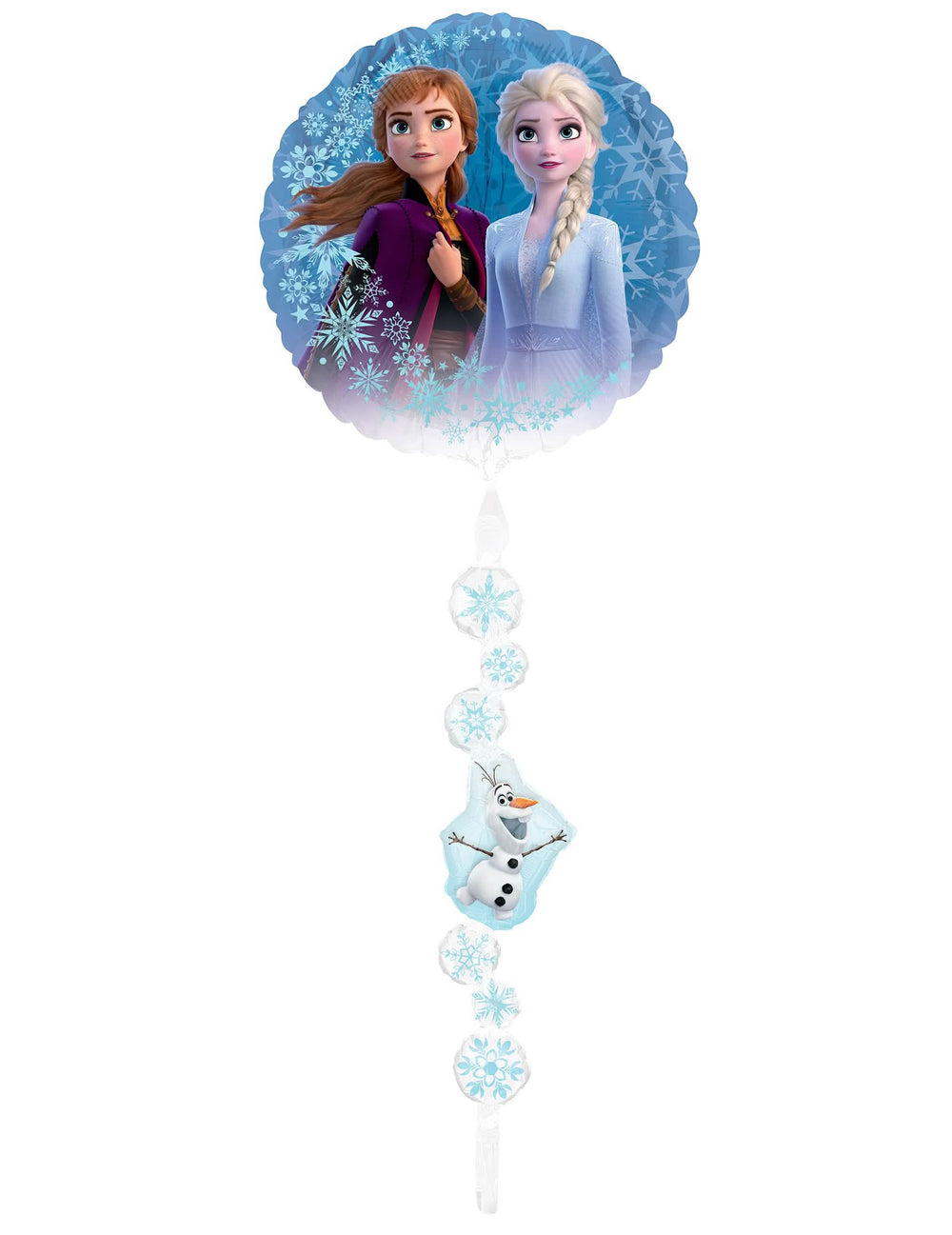 Ballon aluminium Airwalker Reine des neiges pour enfant bleu avec Elsa Anna et Olaf