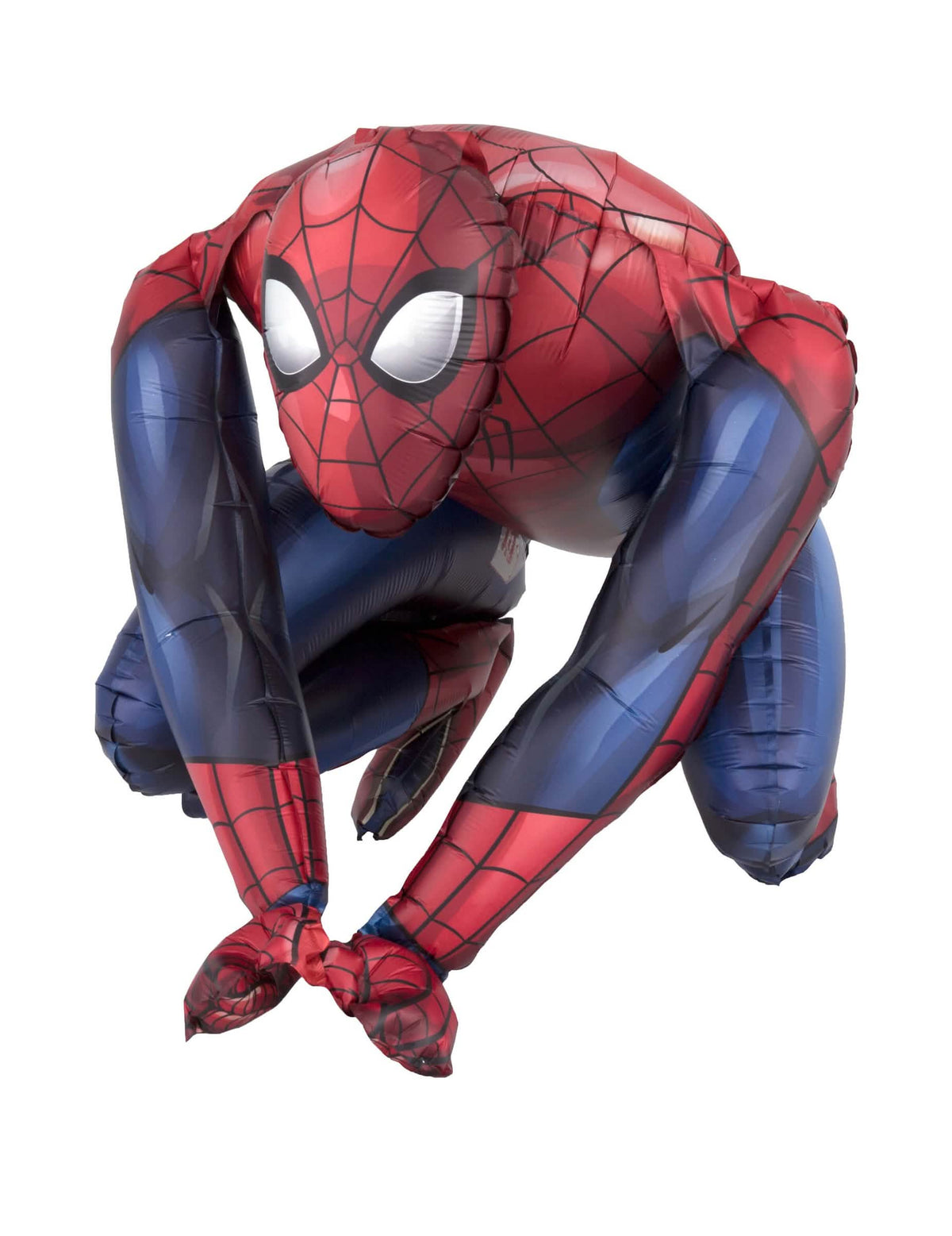 Spiderman-punainen ja sininen alumiinipallo kyykyssä
