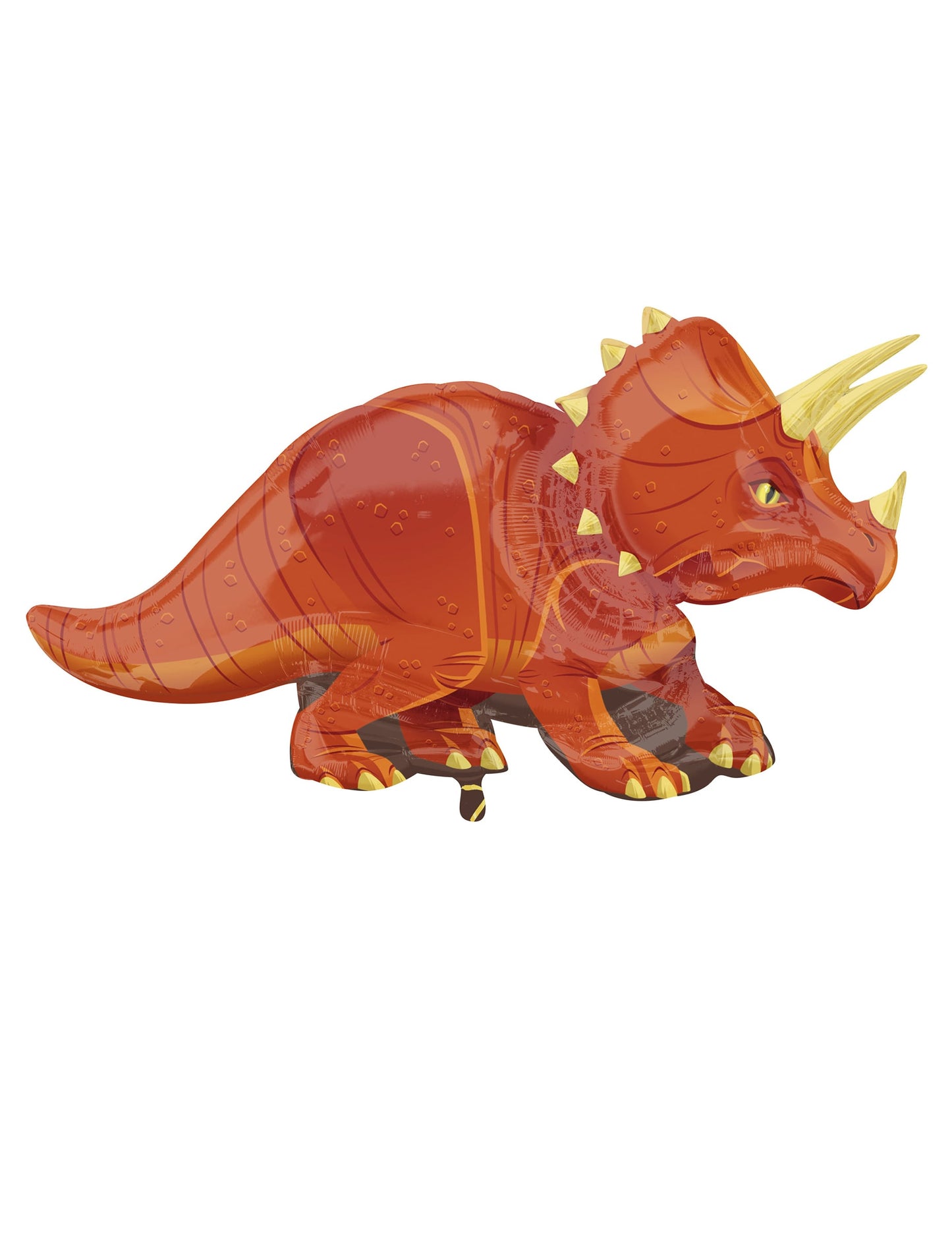 Ballon aluminium dinosaure tricératops orange gonflable hélium