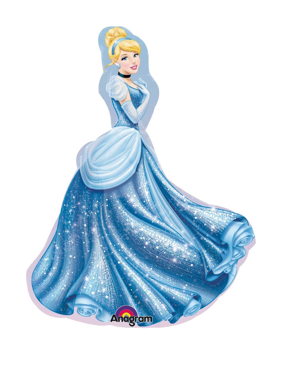 Ballon en aluminium Cendrillon Disney pour enfant bleu pailleté