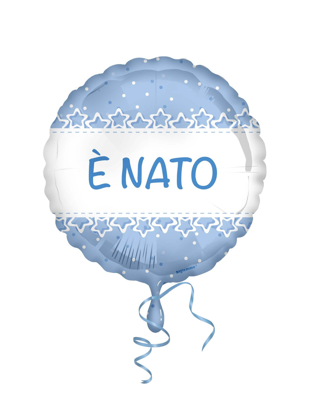Ballon en feuille étoiles de baptême pour garçon bleu clair avec inscription È NATO