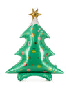 Ballon géant en aluminium sapin de Noël pour décoration vert avec motifs et étoile dorée