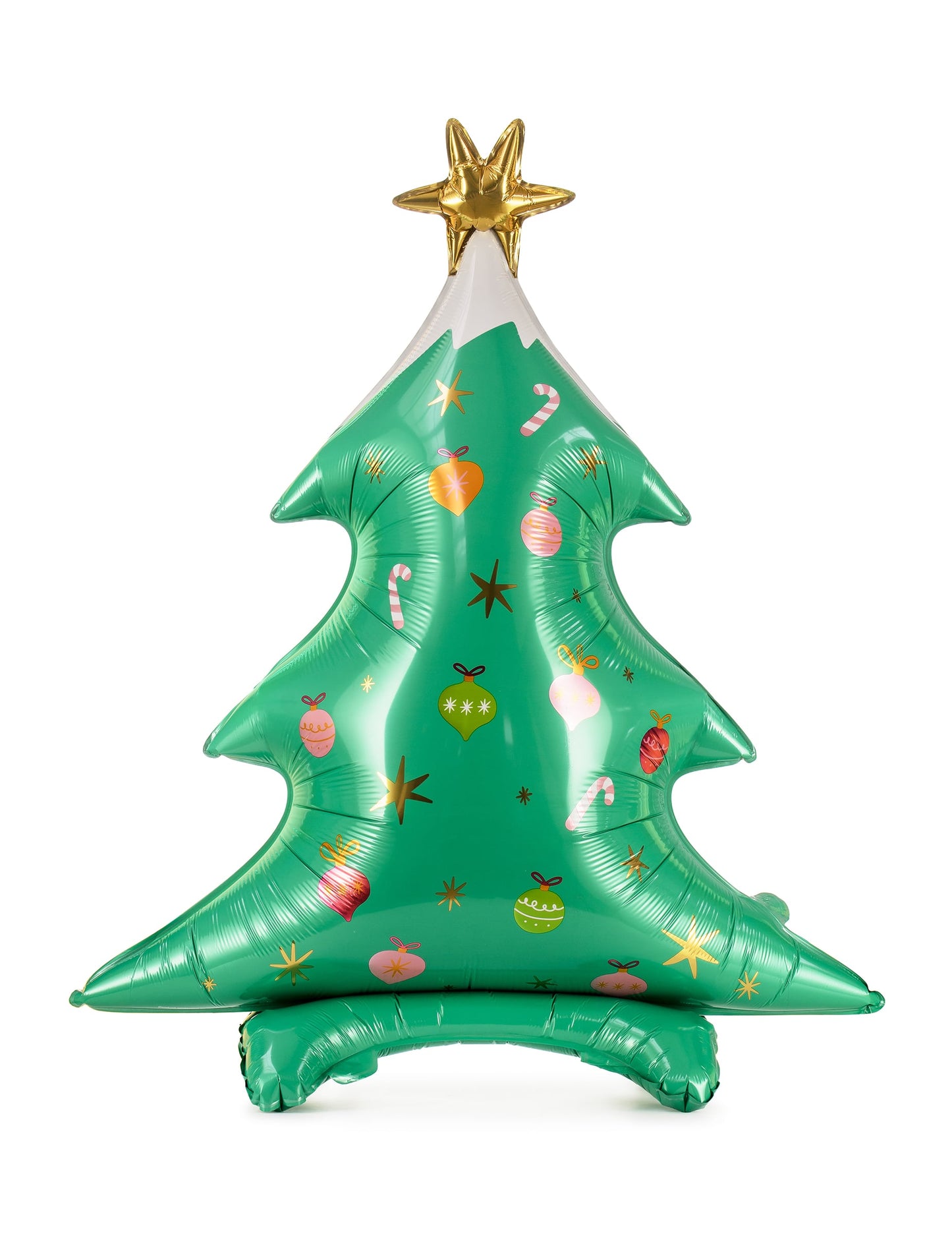 Ballon géant en aluminium sapin de Noël pour décoration vert avec motifs et étoile dorée