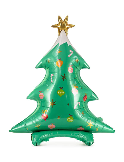Ballon géant en aluminium sapin de Noël pour décoration vert avec motifs et étoile dorée