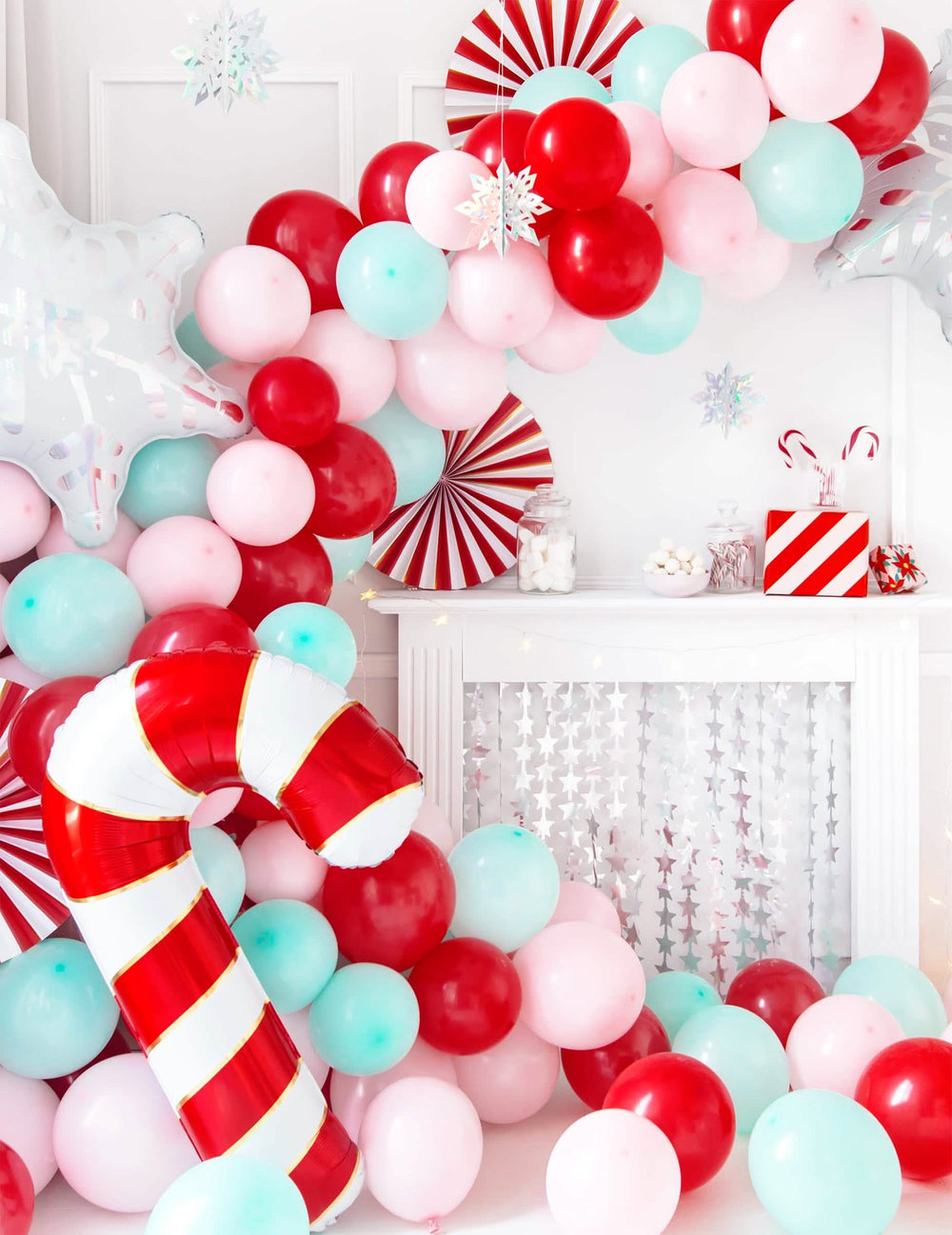 Décoration d'ambiance avec arche de ballons du ballon géant en aluminium sucre d'orge pour décoration Noël