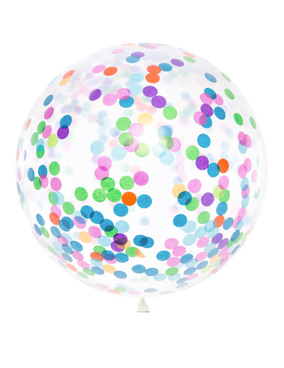Ballon géant à confettis multicolores transparent