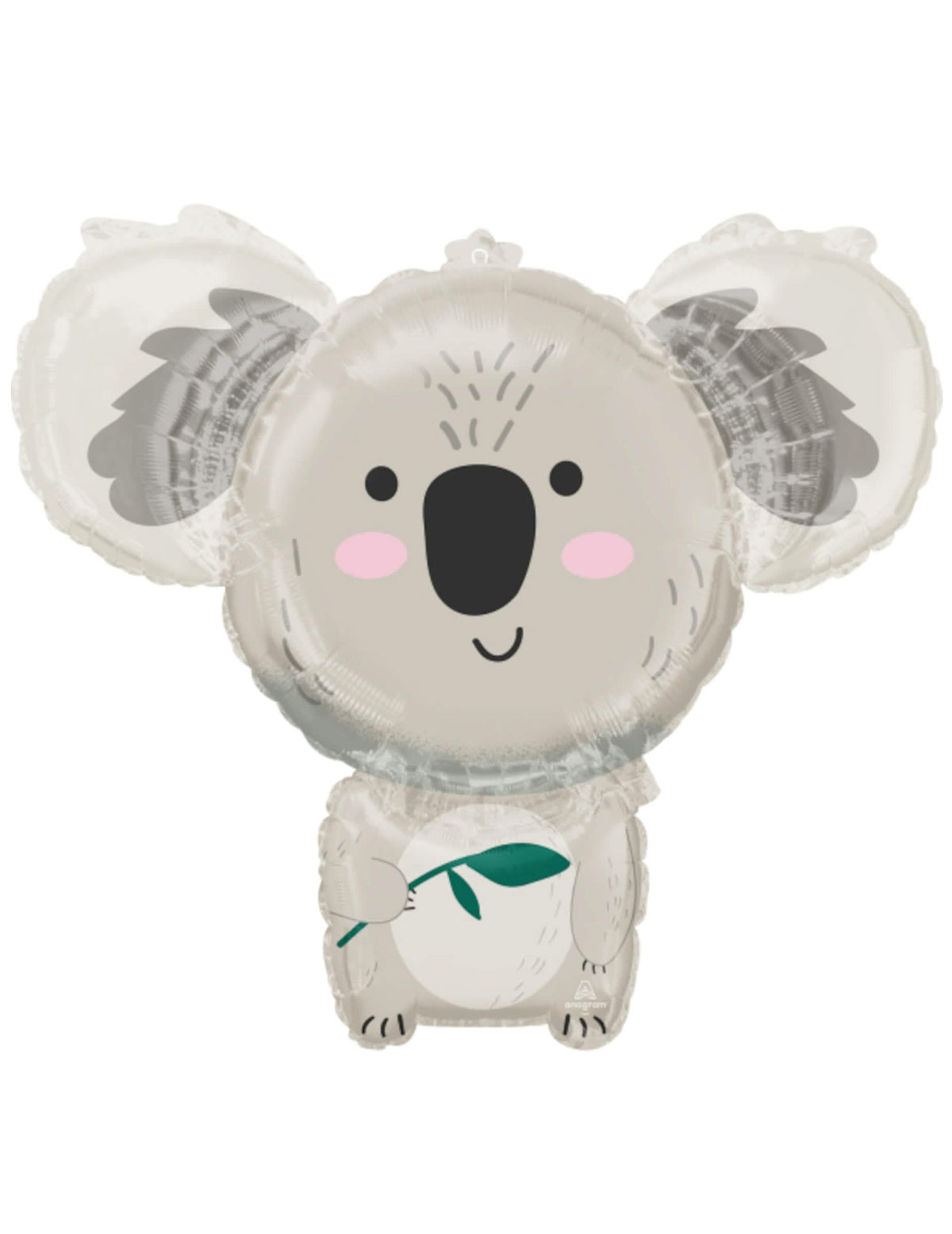 Ballon en aluminium koala eucalyptus pour fête gris et vert
