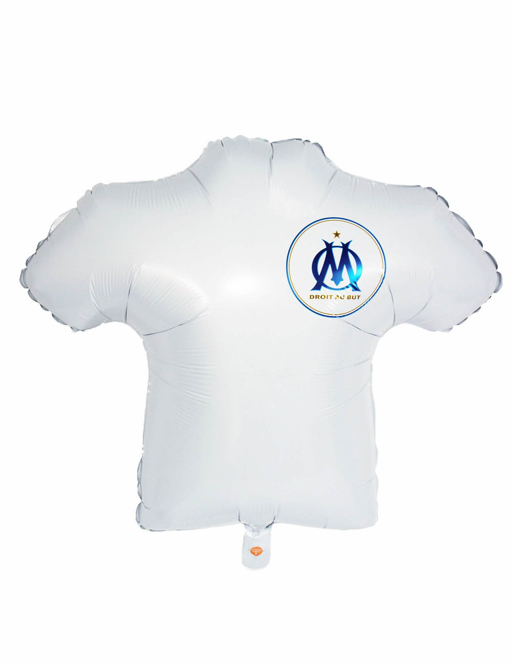 Ballon aluminium OM en forme de maillot pour supporter blanc et bleu