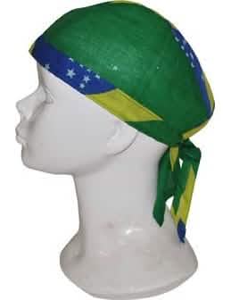 Brasilian bandana aikuiset vihreä ja keltainen sinisellä tähditetyllä otsanauhalla