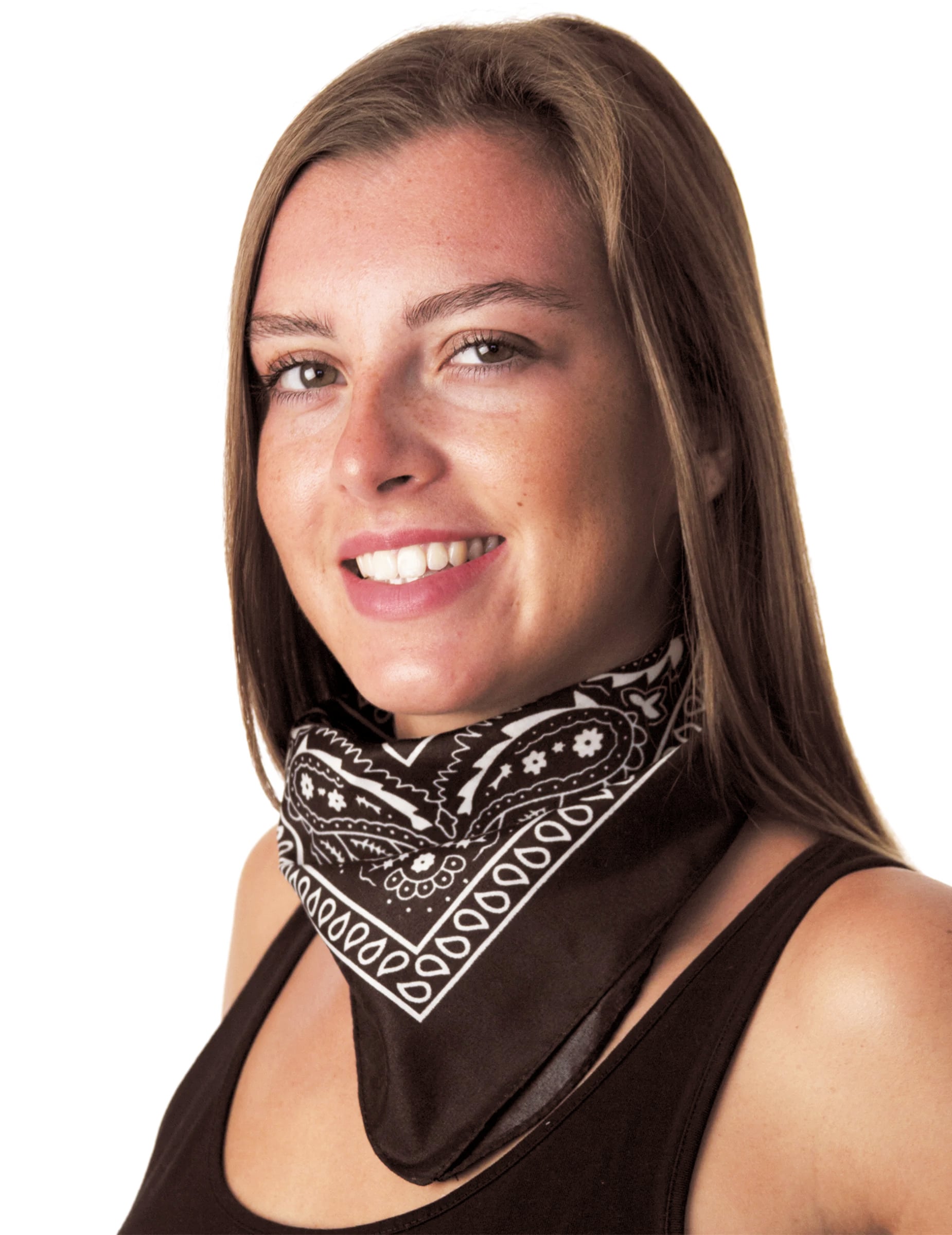 Bandana noir pour adulte avec motifs paisley blancs