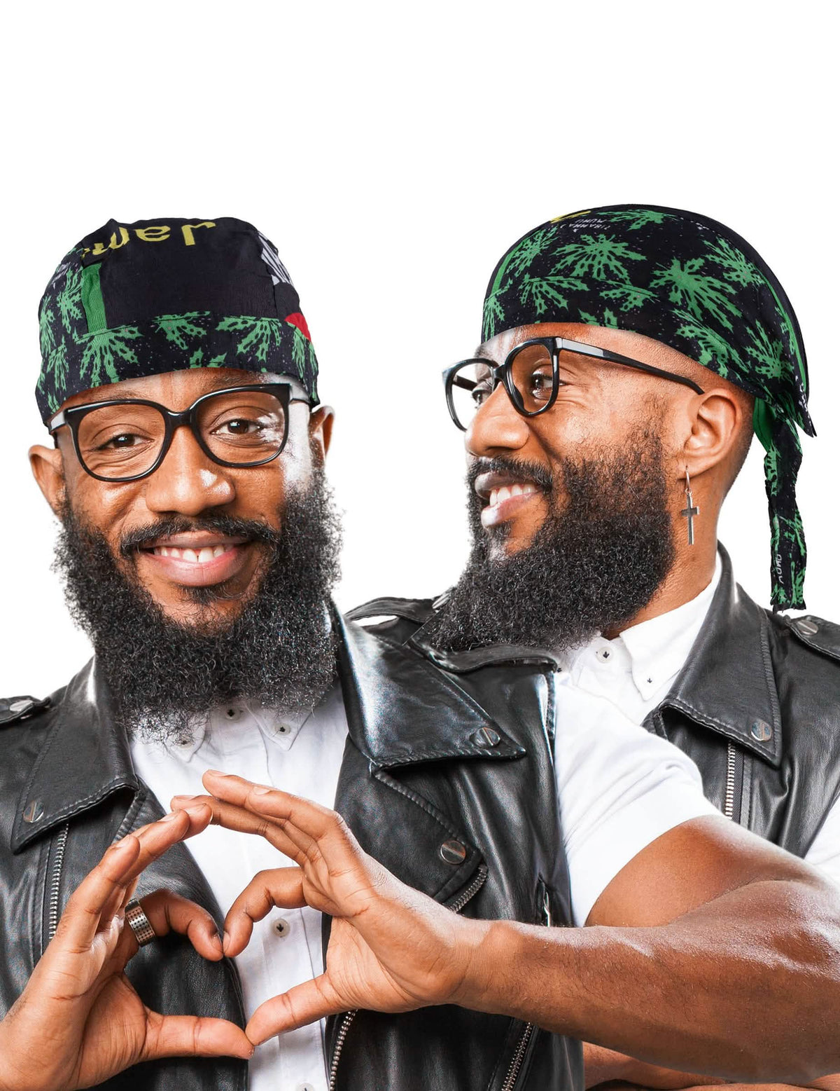 Vues de face et de profil du Bandana rasta Jamaïque